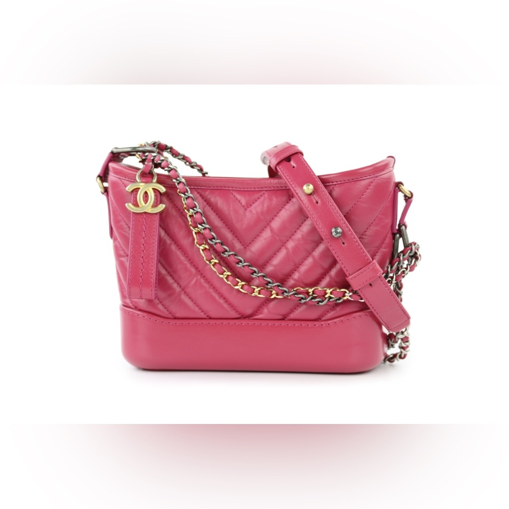 CHANEL Aged Calfskin Quilted Small Gabrielle Hobo Pink